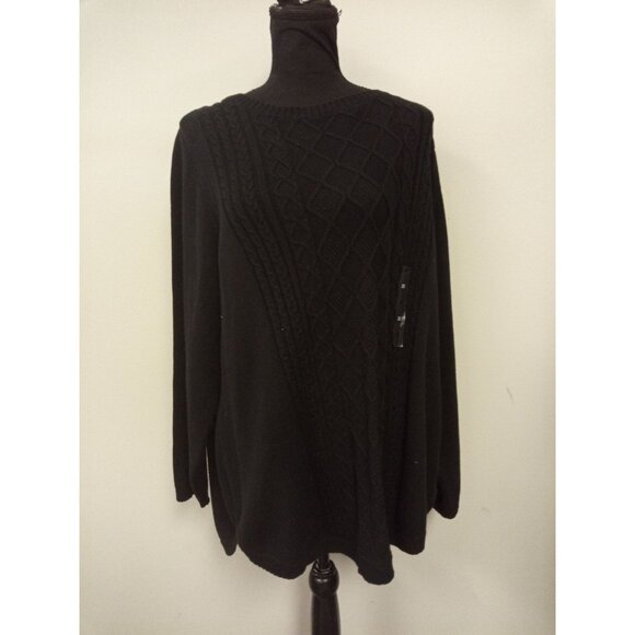 NWT Charter Club Women's Black Crewneck Sweater Size 2X - Picture 1 of 10